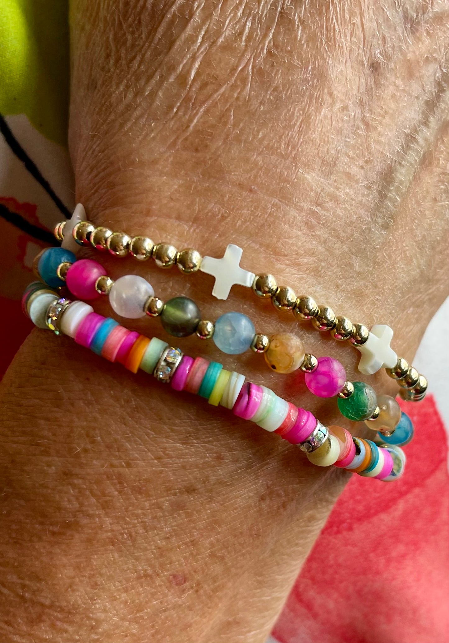 ***GOOD VIBES STACK - 14K GOLD FILLED OR STERLING SILVER & GEMSTONES - STACK OF 3 Bracelets