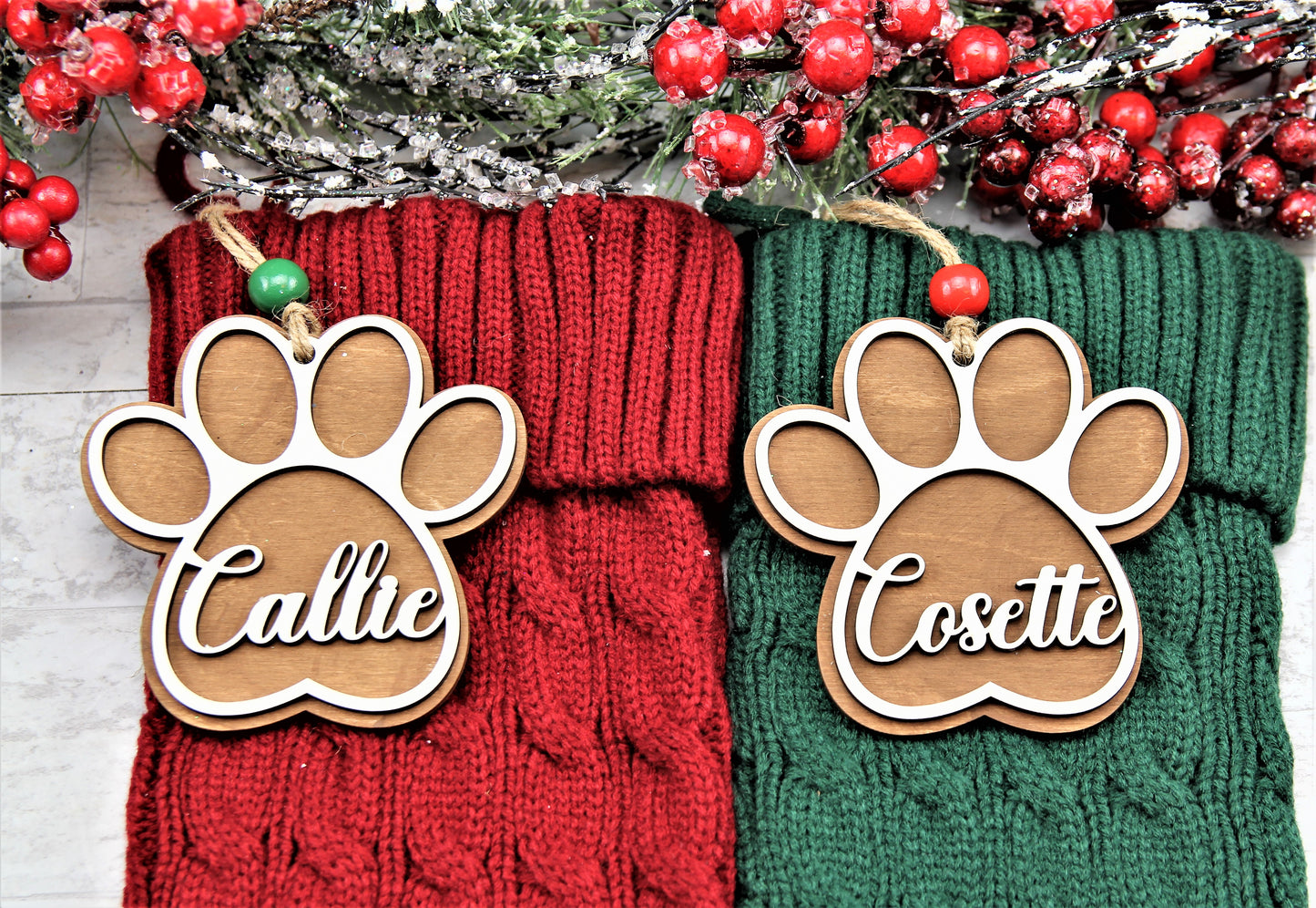 Christmas - Paw Stocking Tag or Ornament ST-4