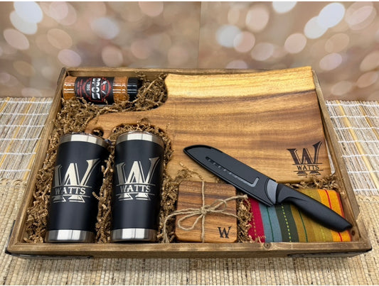 BBQ - Custom Engraved Cutting Board Gift Basket