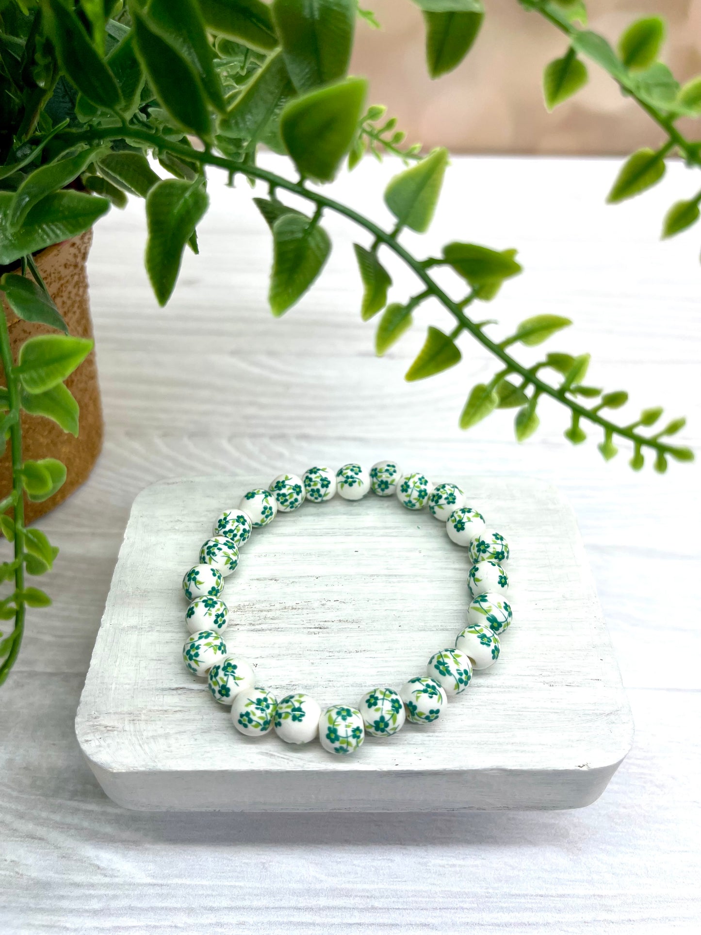 GREEN FLORAL - 1 or 2 BRACELETS