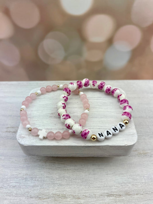 PINK FLORAL - 1 or 2 BRACELETS