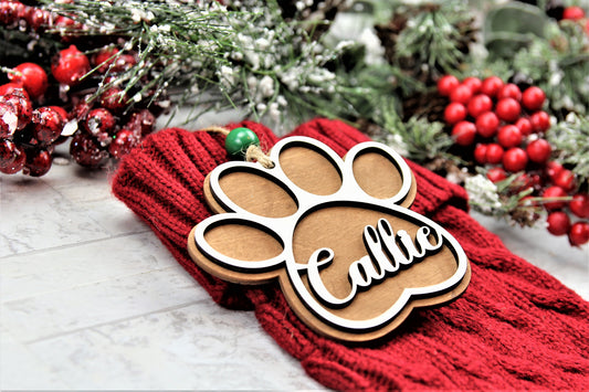 Christmas - Paw Stocking Tag or Ornament ST-4